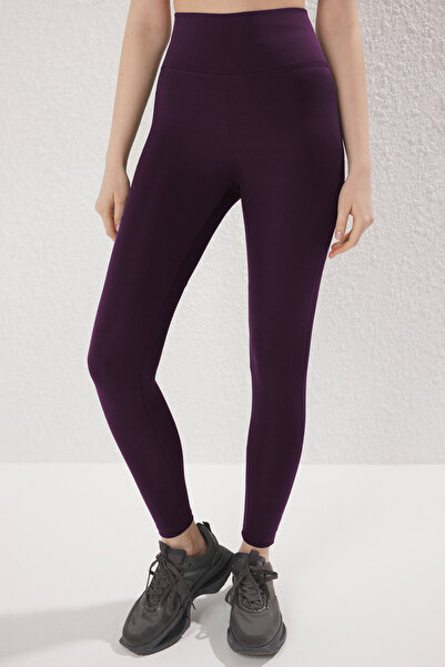 Trendyol Collection Pletené sportovní legíny Plum Push-Up po celé délce TWOAW21TA0030