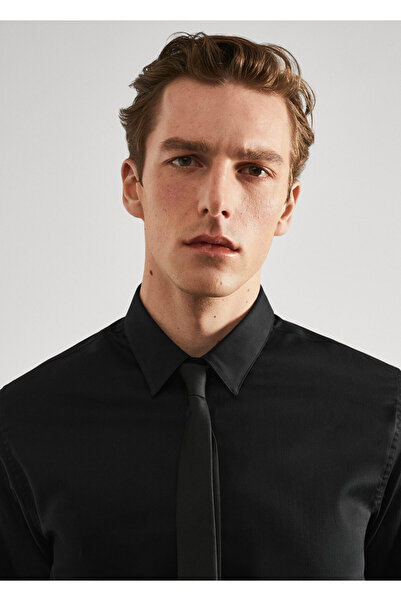 MANGO Woman Siyah Erkek Gömlek 47096327
