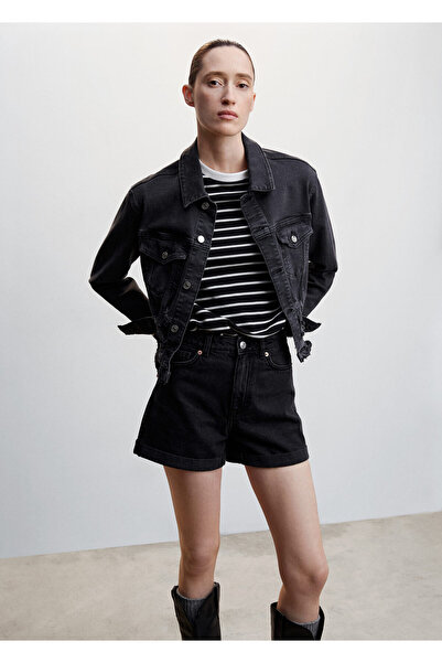 MANGO Kadın Siyah Denim Şort & Bermuda 47210064