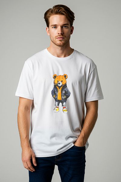 Trendyol Collection Teddy Bear printed Unisex Oversize βαμβακερό μπλουζάκι - TMNSS25TS00158