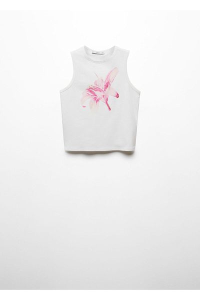 MANGO Weißes Damen-T-Shirt 67007941