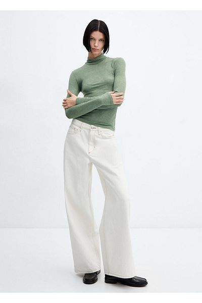 MANGO Woman Tricou verde pentru femei 67910470