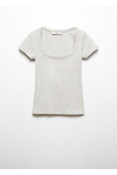 MANGO Woman Tricou de damă gri deschis - 57084037