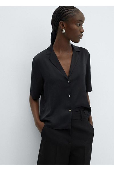 MANGO Woman Dámská černá košile - 67007129