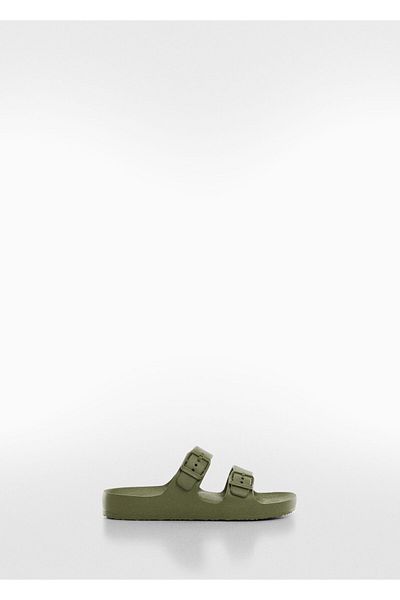MANGO Woman Khaki Kapcie Chłopięce 67067694