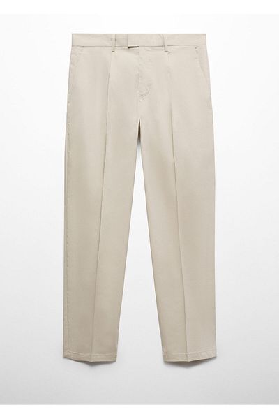 MANGO Woman Ανδρικό μπεζ παντελόνι 77110571