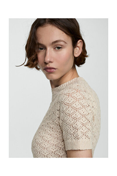 MANGO Woman Openwork short-sleeved sweater