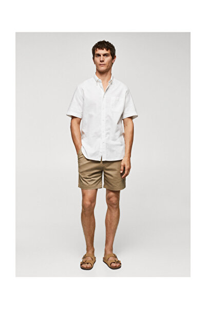 MANGO Man Košeľa Oxford s krátkym rukávom bežného strihu