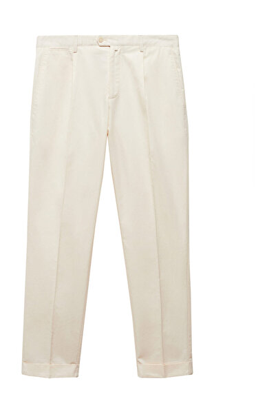 MANGO Man Cotton linen pleated trousers