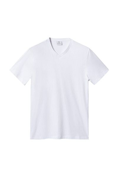 MANGO Man Basic-T-Shirt aus Baumwolle mit V-Ausschnitt