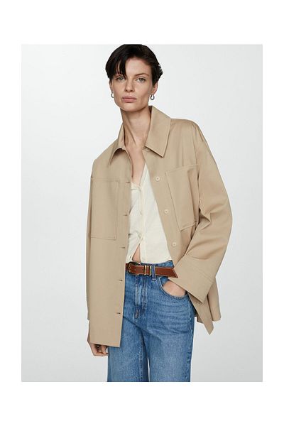 MANGO Woman Oversized μπλουζάκι με τσέπες