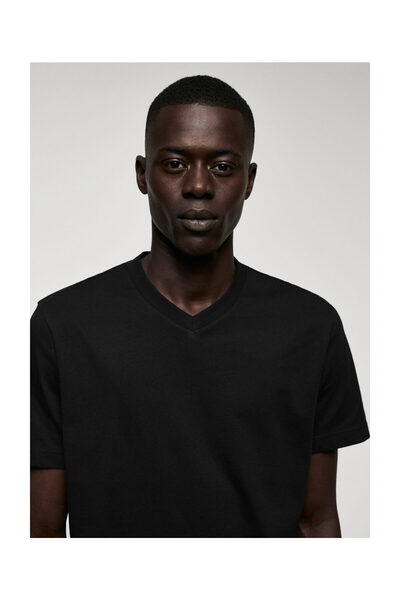 MANGO Man Základné bavlnené tričko s výstrihom do V