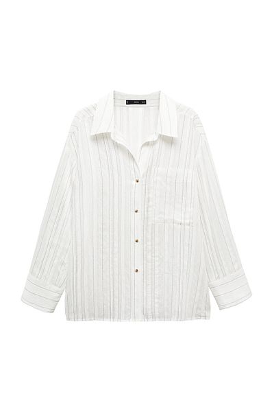 MANGO Woman Poloprůhledná proužkovaná košile