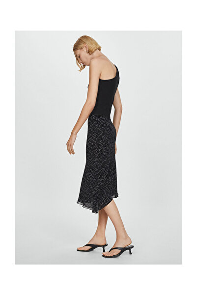 MANGO Woman Bodkovaná midi sukňa