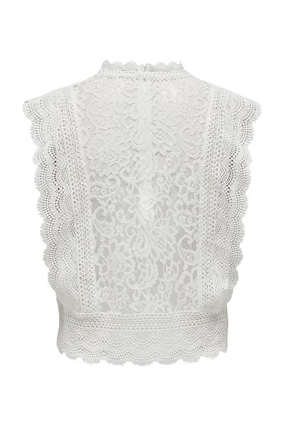 ONLY Women's Onlkaro Lace Detailed Sleeveless Blouse15204604 Ecru