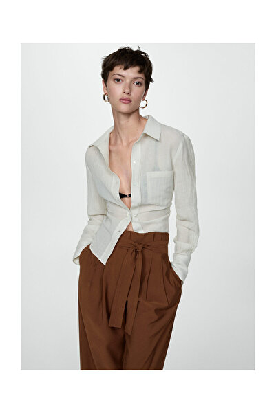 MANGO Woman Belt straight-fit trousers