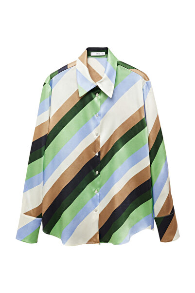 MANGO Woman Satin striped shirt