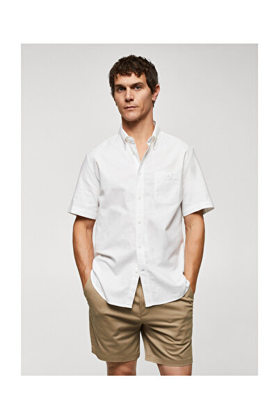 MANGO Man Košeľa Oxford s krátkym rukávom bežného strihu