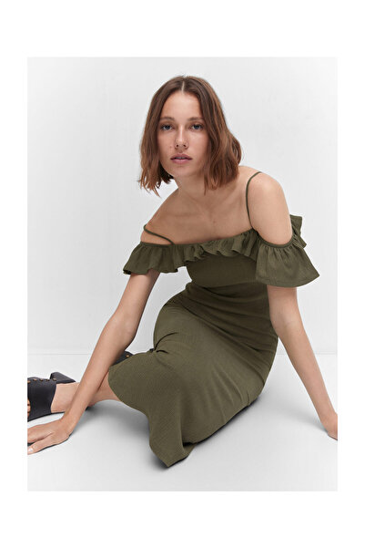 MANGO Woman Textured ruffled dress