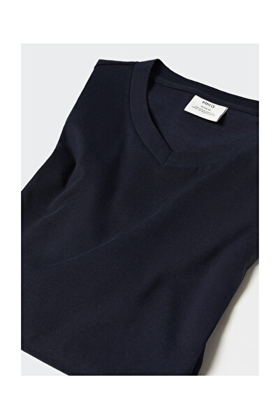 MANGO Man Βασικό βαμβακερό μπλουζάκι με λαιμόκοψη V