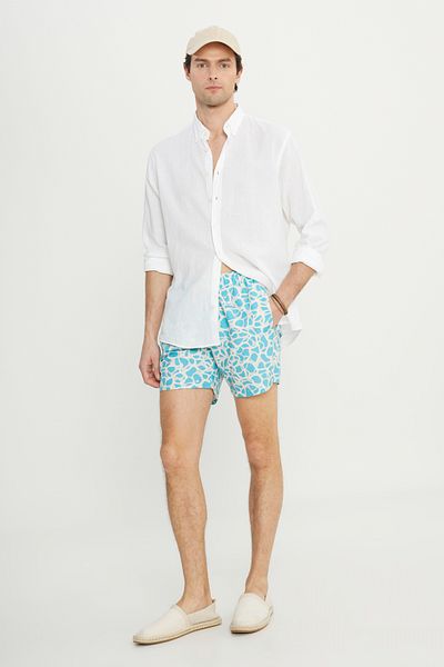 AC&Co / Altınyıldız Classics Ανδρικό σορτς μαγιό MINT GREEN Standard Fit με κανονική κοπή τσέπη με σχέδιο Quick Dry