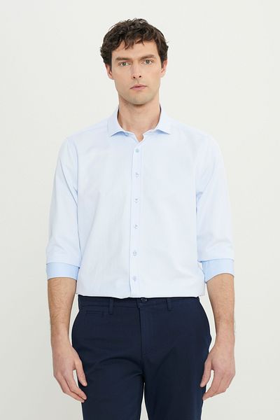 AC&Co / Altınyıldız Classics Чоловічий синій зручний комір Slim Fit Slim Fit Slim Fit італійський комір Armurlu Gomlek