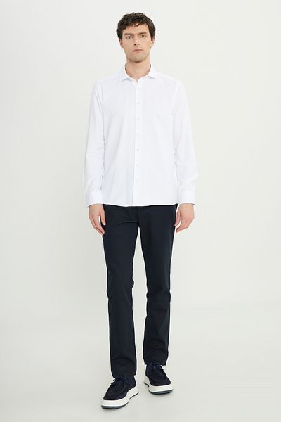 AC&Co / Altınyıldız Classics Чоловічий білий зручний комір Slim Fit Slim Fit Slim Fit італійський комір Armurlu Gomlek