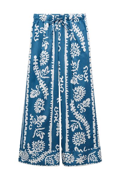 MANGO Woman Pantaloni cu imprimeu cu picioare late