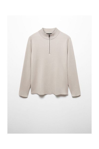 MANGO Man Zipped high collar sweater