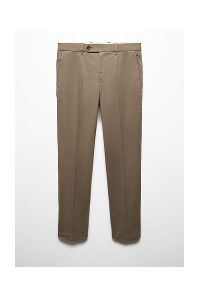 MANGO Man Slim-fit cotton pleated trousers