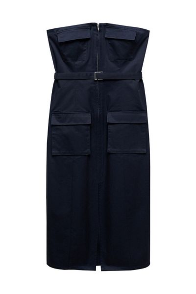MANGO Woman Belted strapless dress