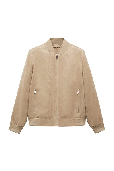 MANGO Man Suede-effect bomber jacket