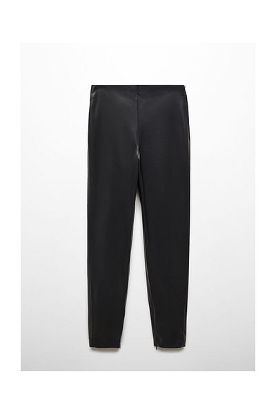MANGO Woman Leggings in Lederoptik mit geschlitzten Säumen