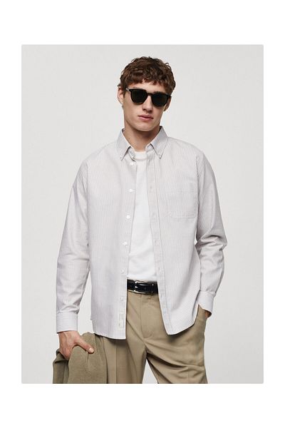 MANGO Man 100% cotton kodak striped shirt