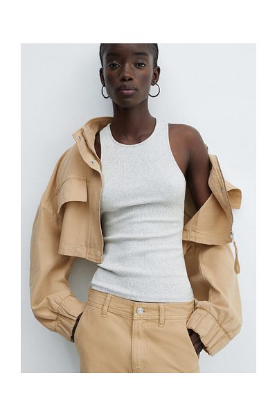 MANGO Woman Geaca decupata cu buzunare