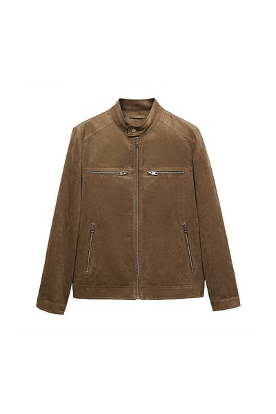 MANGO Man Suede-effect jacket with zip