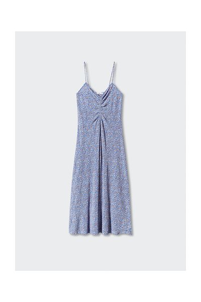MANGO Woman Ruched detail flower dress