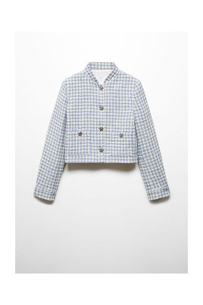 MANGO Woman Geaca din tweed cu nasturi metalici
