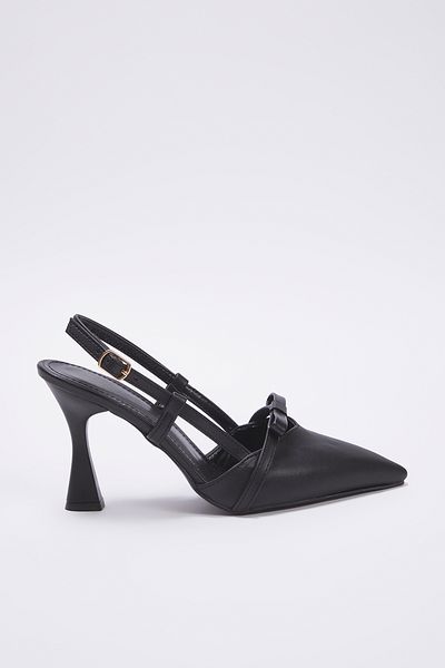 TRENDYOL SHOES Schwarze Schleife mit detailliertem, spitzem Zehenbereich, klassische Damenschuhe mit Absatz TAKSS25TO00076