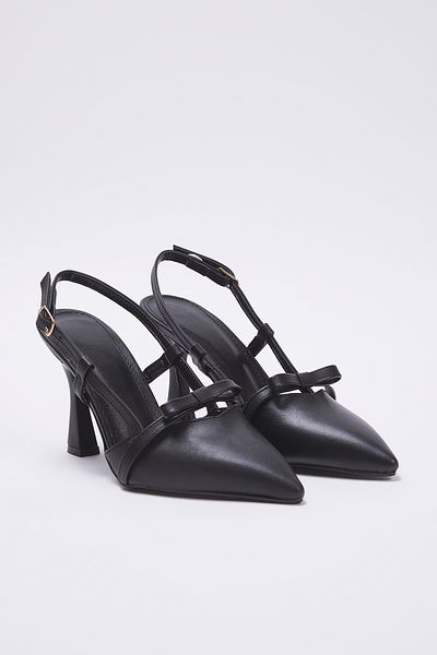 TRENDYOL SHOES Schwarze Schleife mit detailliertem, spitzem Zehenbereich, klassische Damenschuhe mit Absatz TAKSS25TO00076