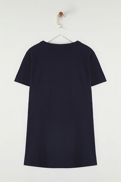 Edit by Trendyol Indigo Kurzarm-Mini-Strick-T-Shirt-Kleid mit Rundhalsausschnitt TEDSS25EL00008
