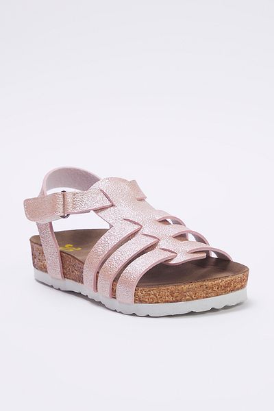 TRENDYOL SHOES Rosa glänzende Sandalen mit Klettverschluss für große/kleine Mädchen TAKSS25SD00012