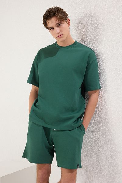 Trendyol Collection Зелена футболка великого розміру Zumrut та бавовняний 2-компонентний костюм з сорту 100