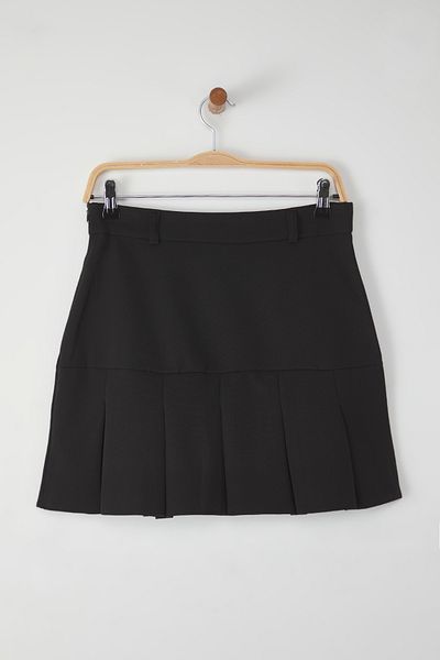 Edit by Trendyol Black Pocket Detailed Pleated Mini Woven Skirt Tedss25Et00007