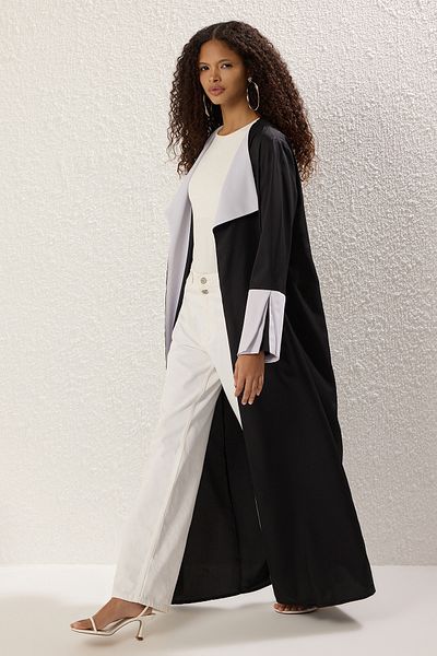 Trendyol Modest Dlouhá černá šedá Aerobin Woven – čepice, Ferace a Abaya TCTSS24KF00011