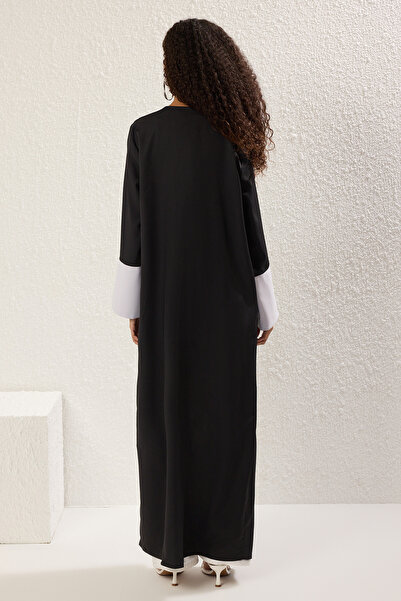 Trendyol Modest Long Black Gray Aerobin Woven - Cap, Ferace and Abaya TCTSS24KF00011