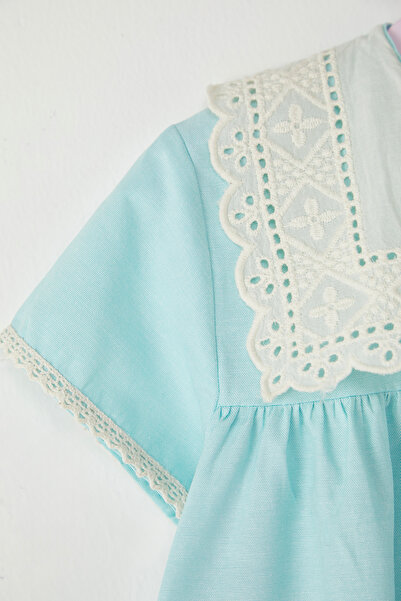 TRENDYOLKIDS Mint Regular Color Block Knitted Dress Tkdss25El00020