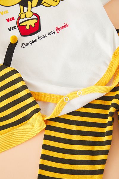 TRENDYOLKIDS Yellow Striped Knitted Bottom-Top Suit Tkdss25Au00124