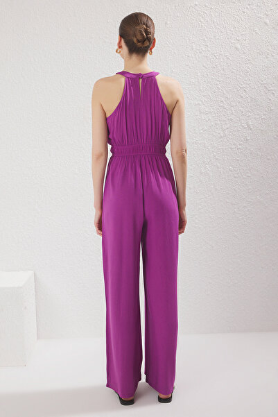 Trendyol Collection Fialový maxi overal se širokými nohavicemi a detailem na šňůrku - Twoss23Tu00121