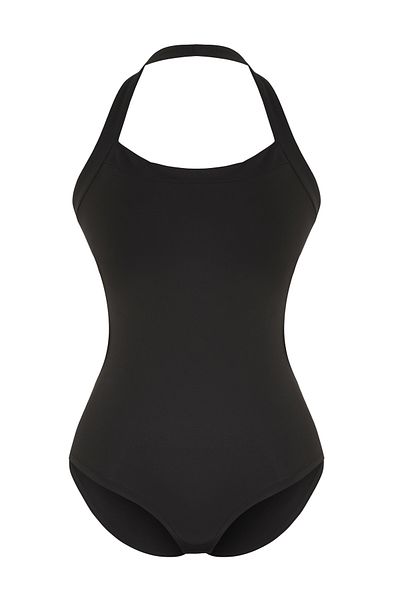 Trendyol Collection Schwarzer, schmaler Neckholder-Strickbody mit quadratischem Ausschnitt TWOSS25BD00019